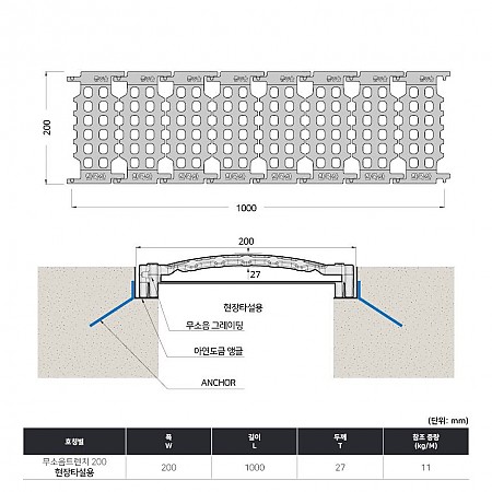 200*1000*27(국산)_벌집형_볼트연결식