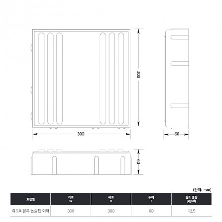 300*300*60T(유도띠블록_논슬립_회색)